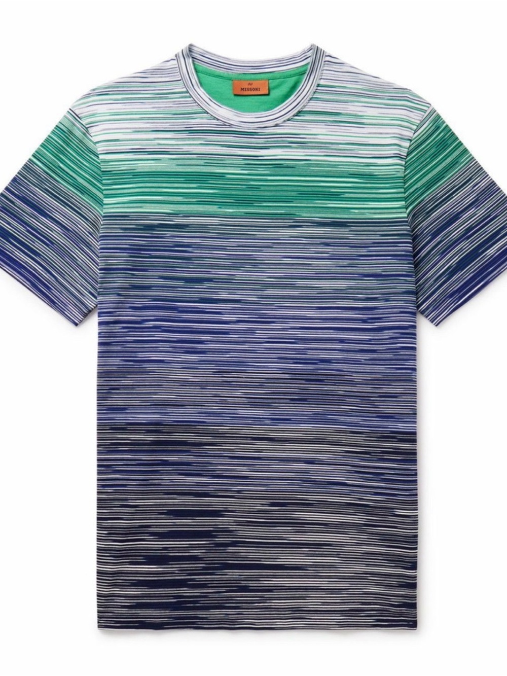 Missoni Green & Blue Horizontal Gradient Stripe Short-Sleeve T-Shirt